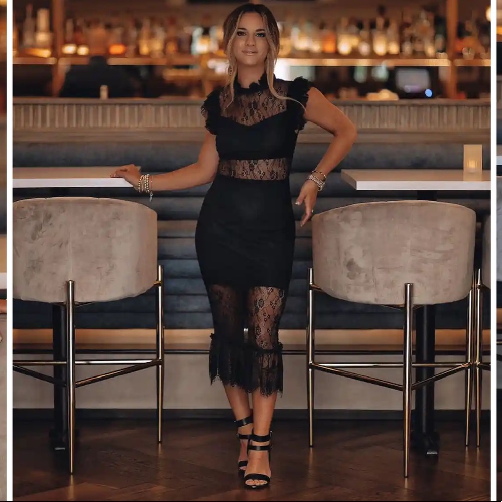 Saige Sheer Lace Midi Dress - Vici